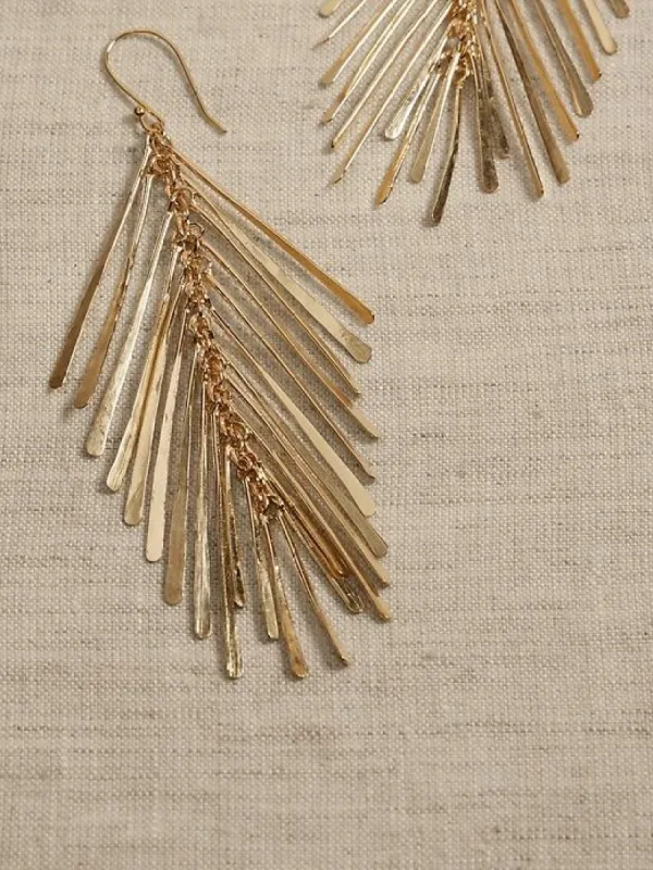 Brass Feather Tassel Earrings | Aureus + Argent sold by GAP