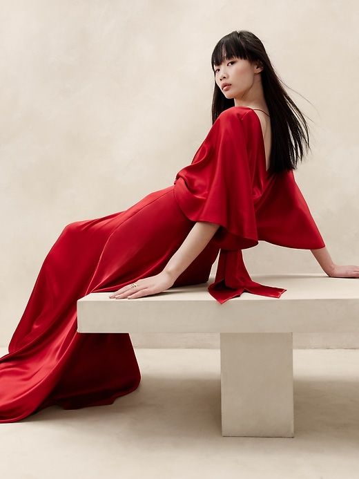 Aura Silk Maxi Dress sold by Banana Republic product image thumbnail 4