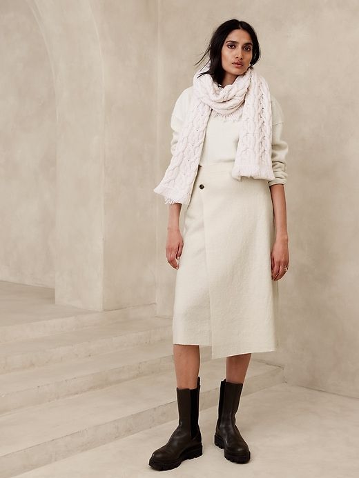 Romina Wool-Blend Bouclé Skirt sold by Banana Republic