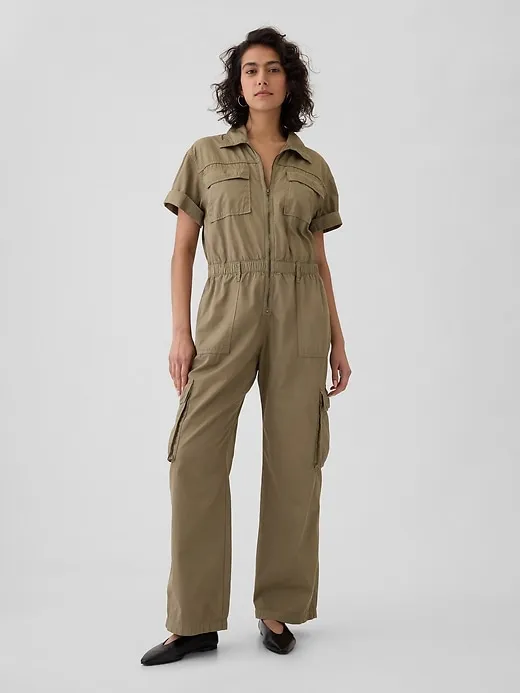 Khaki Utility Jumpsuit sold by GAP