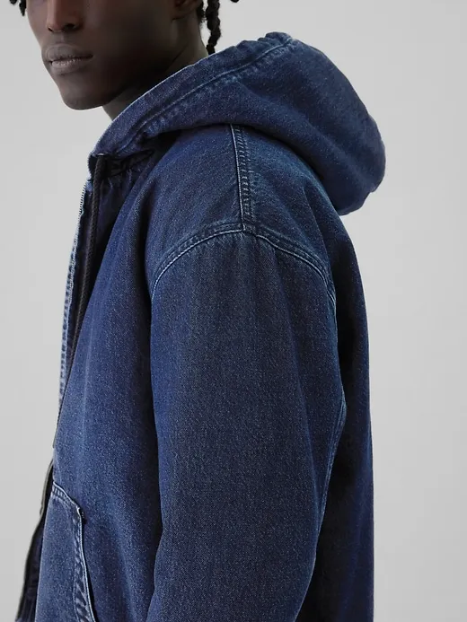 Oversized Lined Denim Hoodie sold by GAP product image thumbnail 4