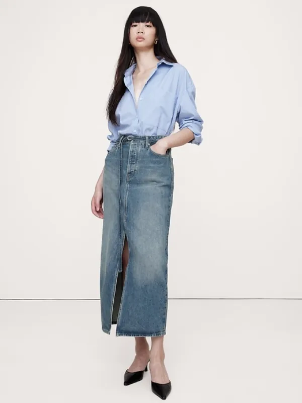Denim Maxi Skirt sold by Banana Republic
