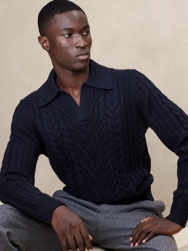Lucas Wool-Cashmere Cable Sweater sold by Banana Republic