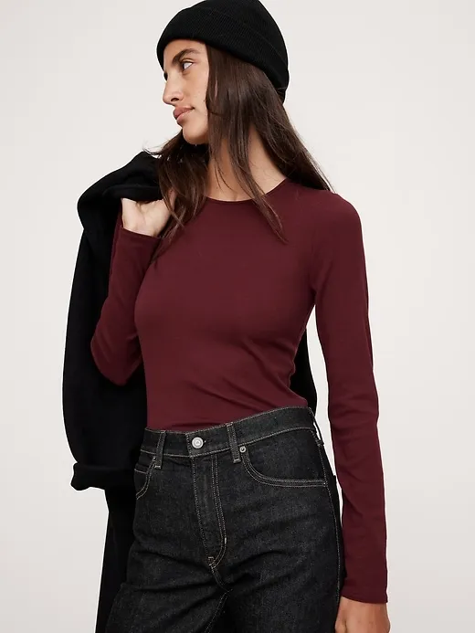 Ribbed Crew-Neck T-Shirt sold by Banana Republic product image thumbnail 3