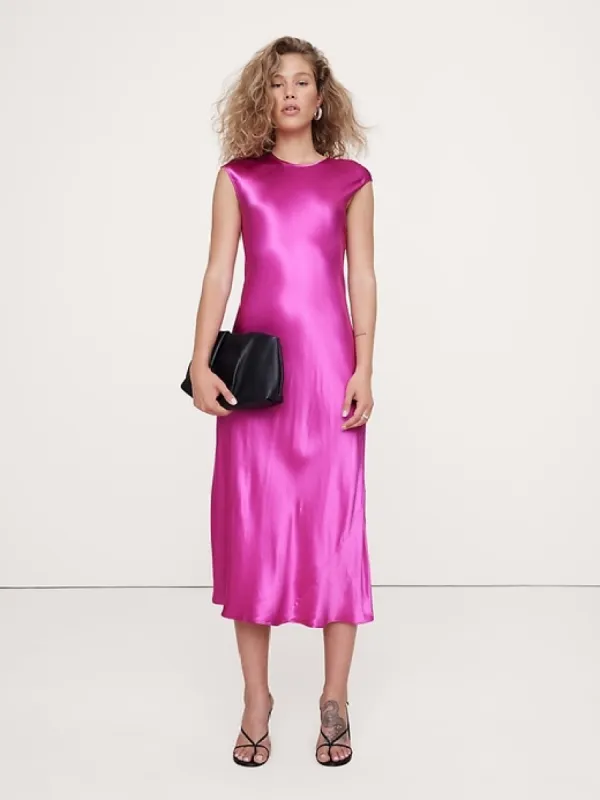 Bias-Cut Satin Midi Dress sold by Banana Republic