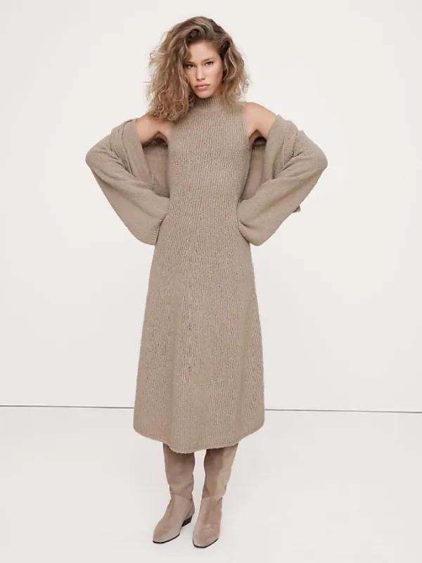Merino-Blend Mock-Neck Midi Sweater Dress sold by Banana Republic