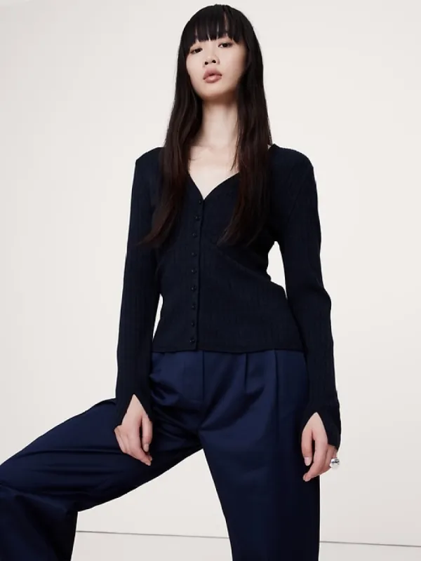 Ribbed Merino Cardigan sold by Banana Republic