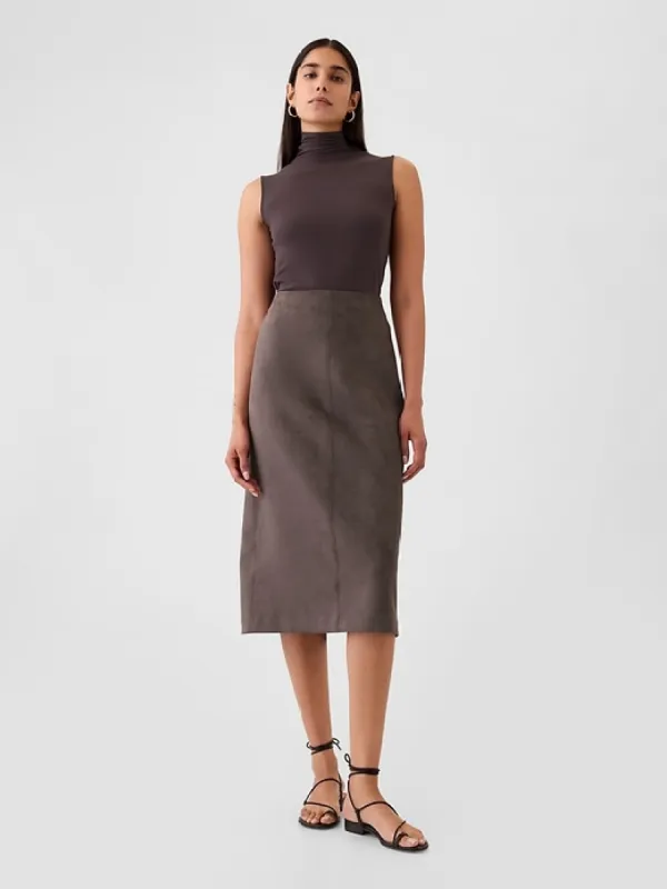 Vegan Suede Midi Skirt sold by GAP