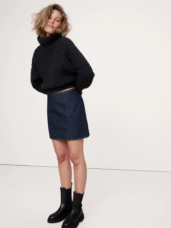 Paneled Denim Mini Skirt sold by Banana Republic