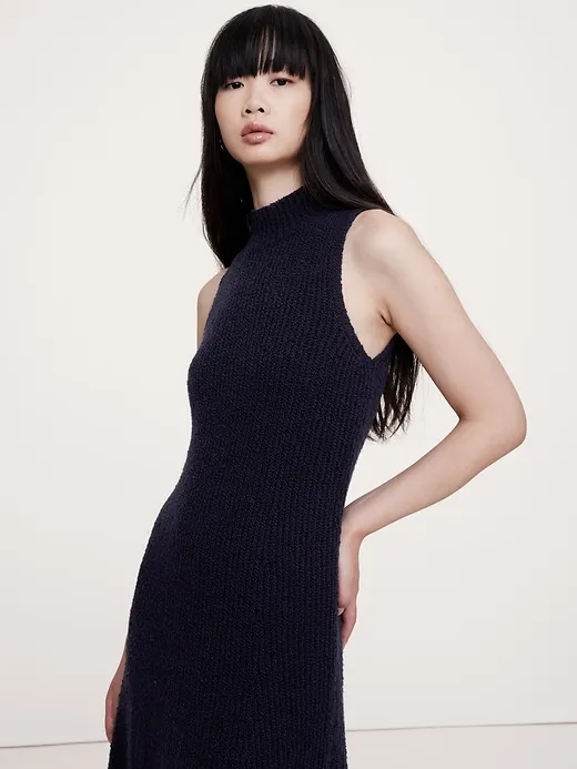 Merino-Blend Mock-Neck Midi Sweater Dress sold by Banana Republic product image thumbnail 3