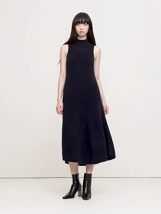 Merino-Blend Mock-Neck Midi Sweater Dress sold by Banana Republic product image thumbnail 5