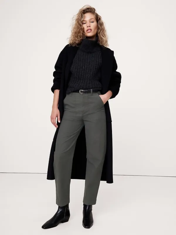 High-Rise Slim Barrel Utility Cropped Chino sold by Banana Republic