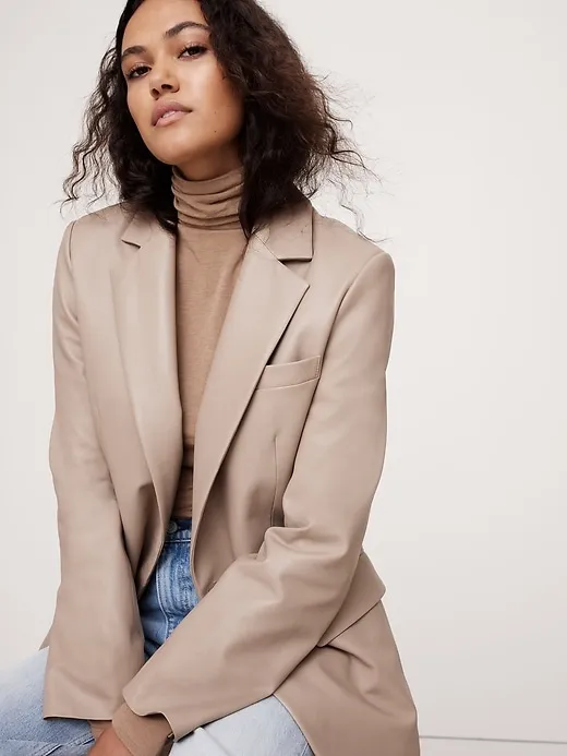 Boyfriend Leather Blazer sold by Banana Republic product image thumbnail 3