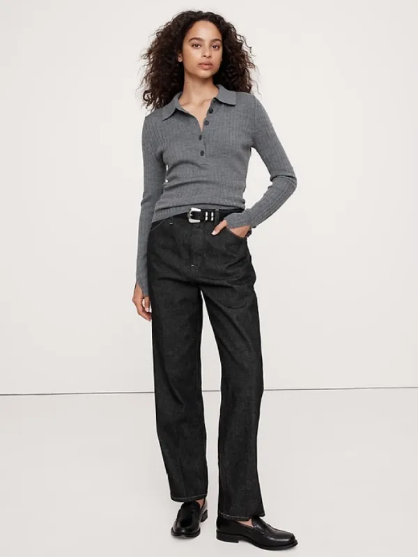 Ribbed Merino Sweater Polo sold by Banana Republic