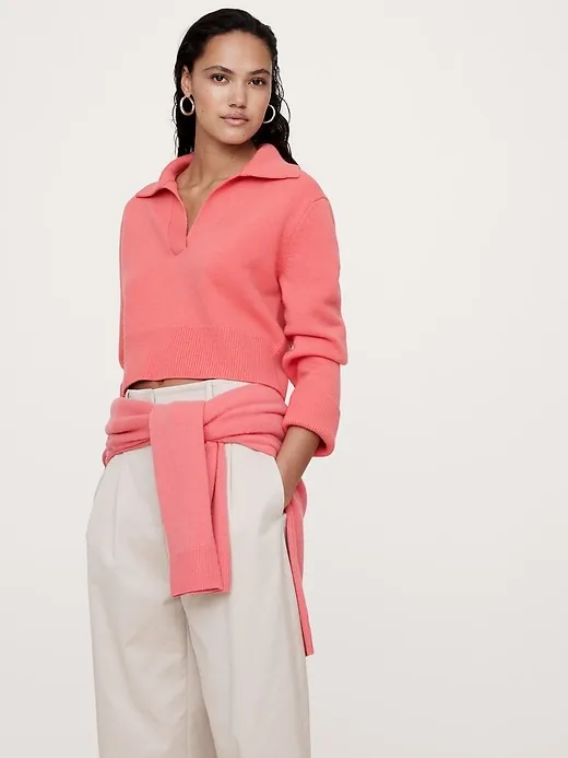 Cashmere Cropped Sweater Polo sold by Banana Republic