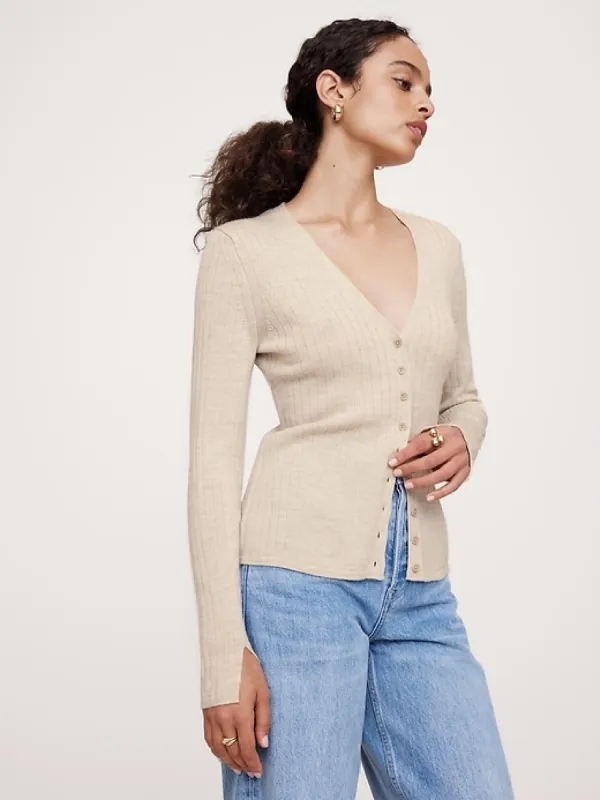 Ribbed Merino Cardigan sold by Banana Republic