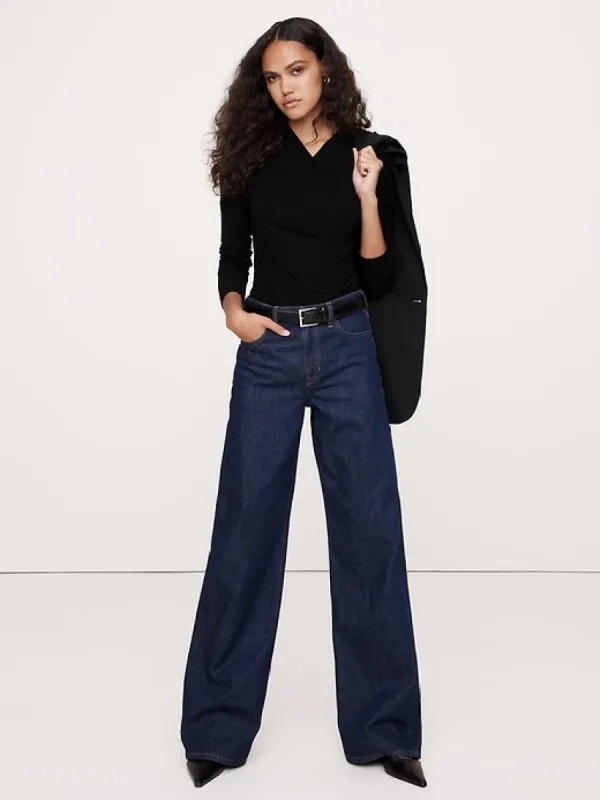 Crepe Ruched Thong Bodysuit sold by Banana Republic