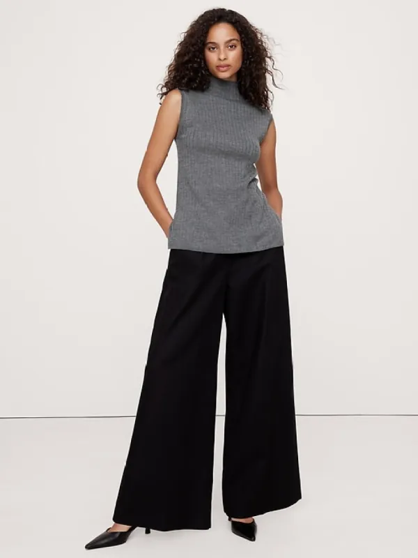 Ribbed Merino Mock-Neck Tank sold by Banana Republic