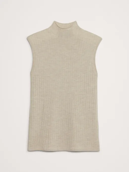 Ribbed Merino Mock-Neck Tank sold by Banana Republic product image thumbnail 4