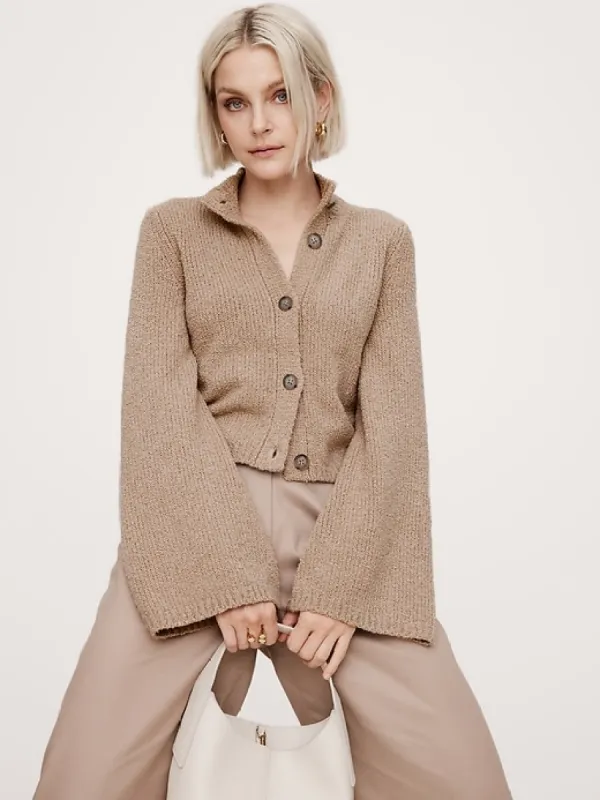 Merino-Blend Flare-Sleeve Cardigan sold by Banana Republic