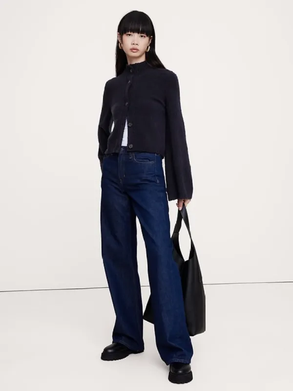 Merino-Blend Flare-Sleeve Cardigan sold by Banana Republic