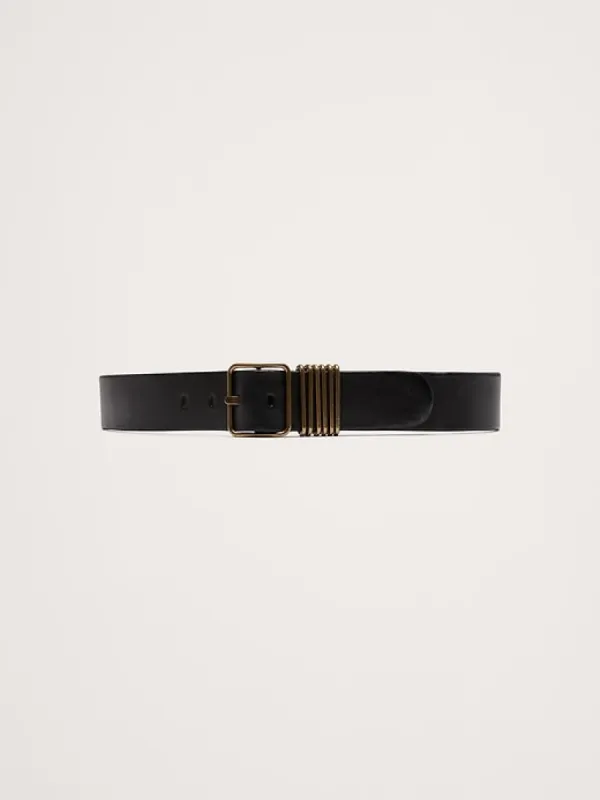 Leather Square-Buckle Waist Belt With 6 Bars sold by Banana Republic