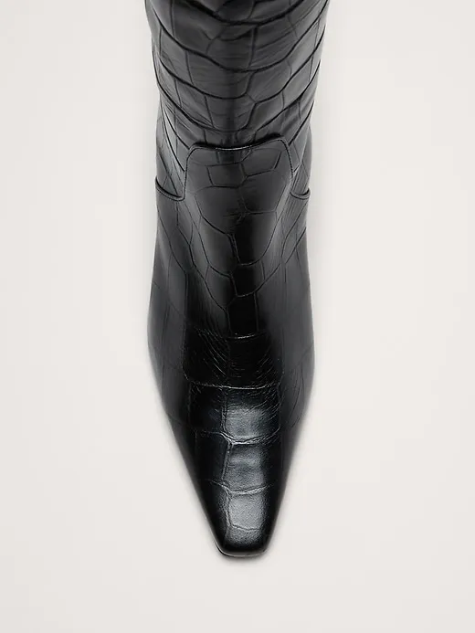 Italian Embossed Leather Mid-Heel Boot sold by Banana Republic product image thumbnail 4