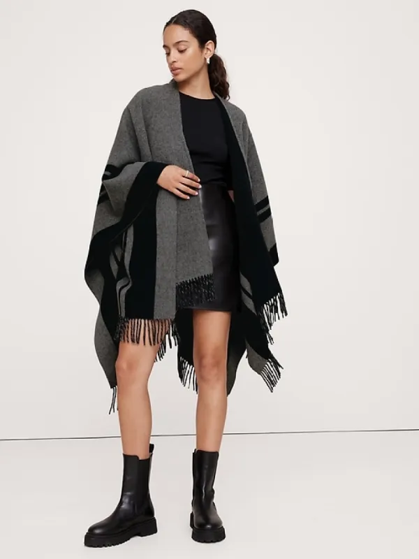 Stripe Wool Poncho sold by Banana Republic