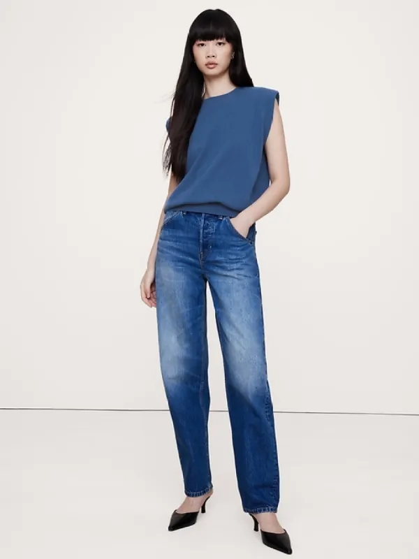 Franci Cashmere Padded-Shoulder Top sold by Banana Republic