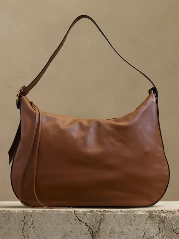 Oversized Ravello Leather Shoulder Bag sold by Banana Republic