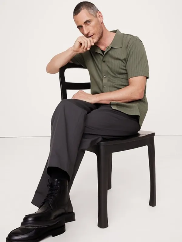 Ribbed Modal-Cotton Resort Shirt sold by Banana Republic