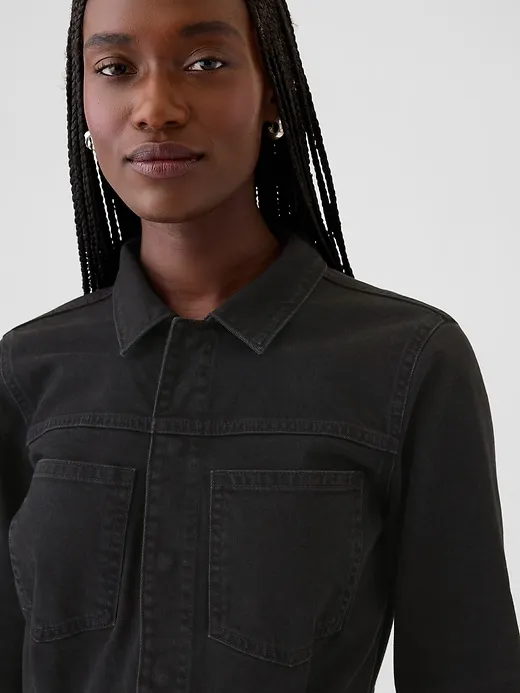 Barrel-Sleeve Denim Midi Dress sold by GAP product image thumbnail 4