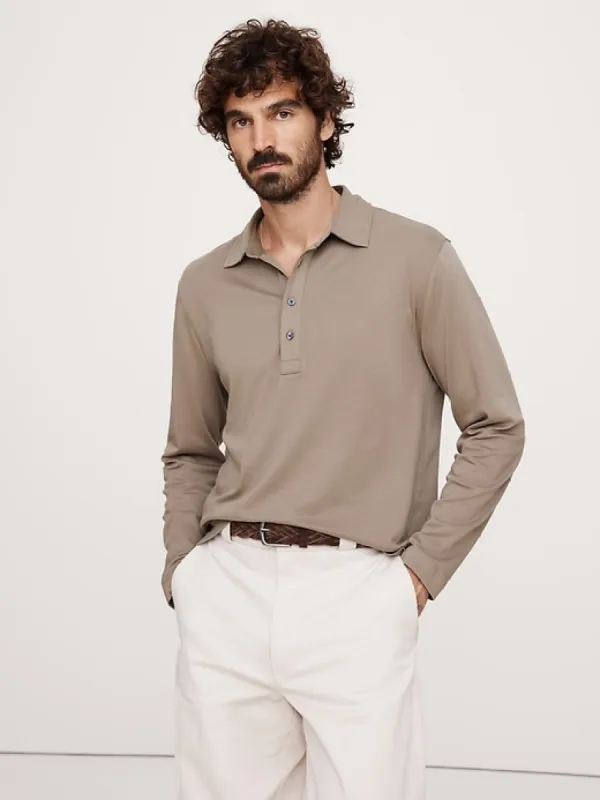 Luxury-Touch Long-Sleeve Polo sold by Banana Republic
