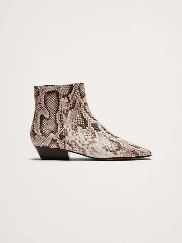 Italian Snake-Print Leather Ankle Boot sold by Banana Republic