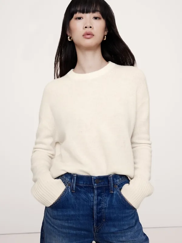 Oversized Midweight Cashmere Crew-Neck Sweater sold by Banana Republic