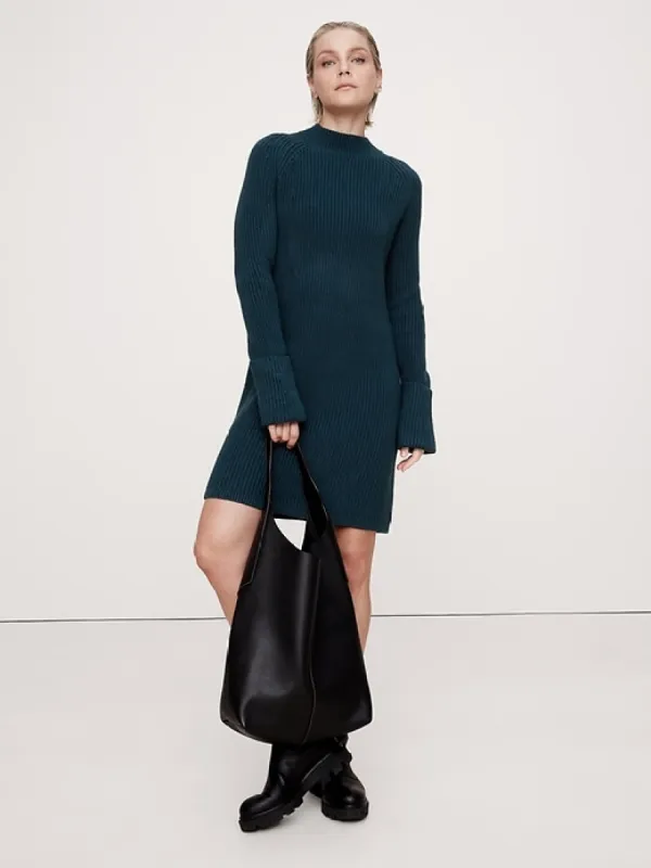 Cotton-Wool Mock-Neck Mini Sweater Dress sold by Banana Republic