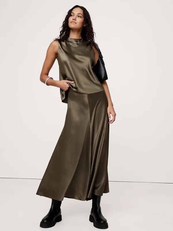 Bias-Cut Silk Midi Skirt sold by Banana Republic