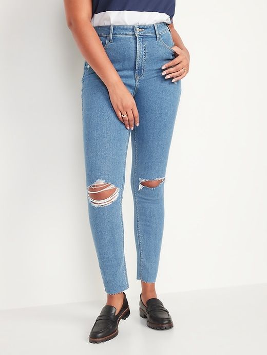 High-Waisted Rockstar Super-Skinny Ripped Ankle Jeans for Women sold by GAP product image thumbnail 5