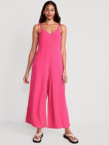 Loose Cropped Tie-Shoulder V-Neck Cami Jumpsuit for Women sold by GAP