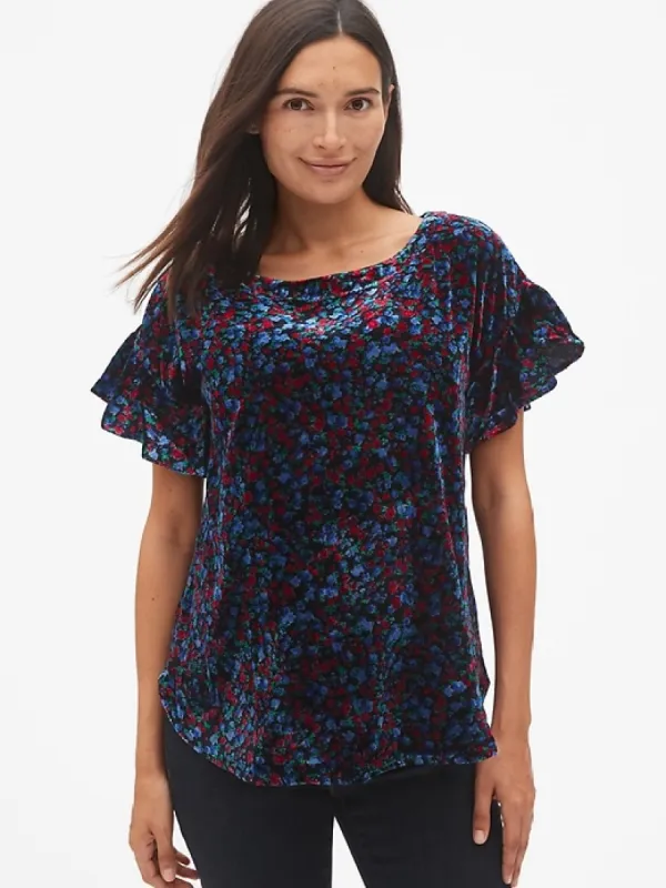 Maternity Velvet Ruffle Sleeve Top sold by GAP