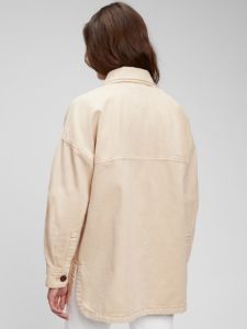Oversized Khaki Shirt Jacket with Washwell sold by GAP