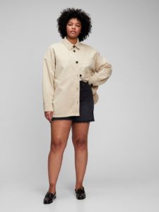 Oversized Khaki Shirt Jacket with Washwell sold by GAP
