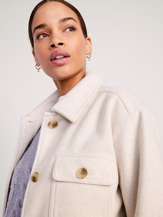Soft-Brushed Shacket for Women sold by GAP product image thumbnail 4