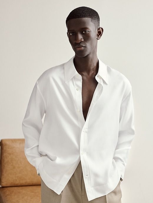 Lyam Relaxed Silk Shirt sold by Banana Republic