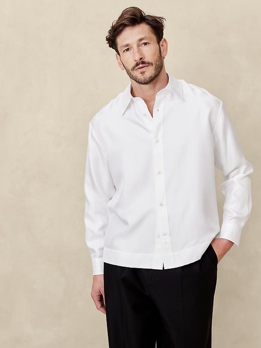 Lyam Relaxed Silk Shirt sold by Banana Republic product image thumbnail 2