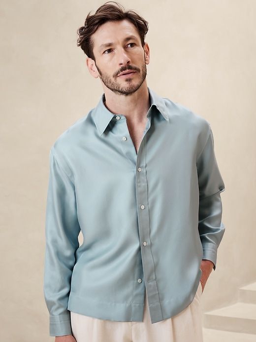 Lyam Relaxed Silk Shirt sold by Banana Republic product image thumbnail 4