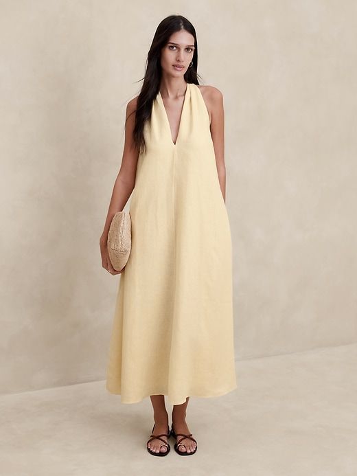 Pauline Linen Midi Dress sold by Banana Republic