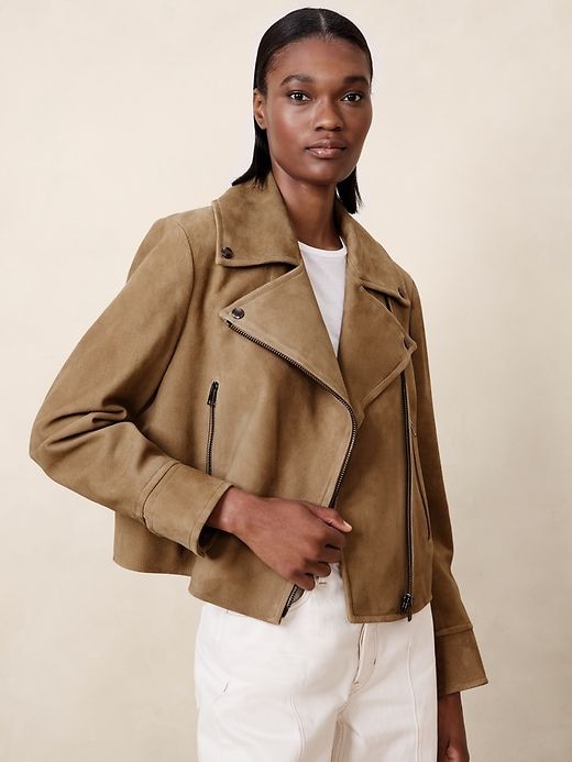 Enola Suede Moto Jacket sold by Banana Republic