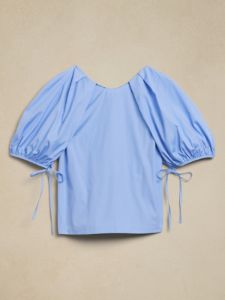 Laila Puff-Sleeve Poplin Top sold by Banana Republic