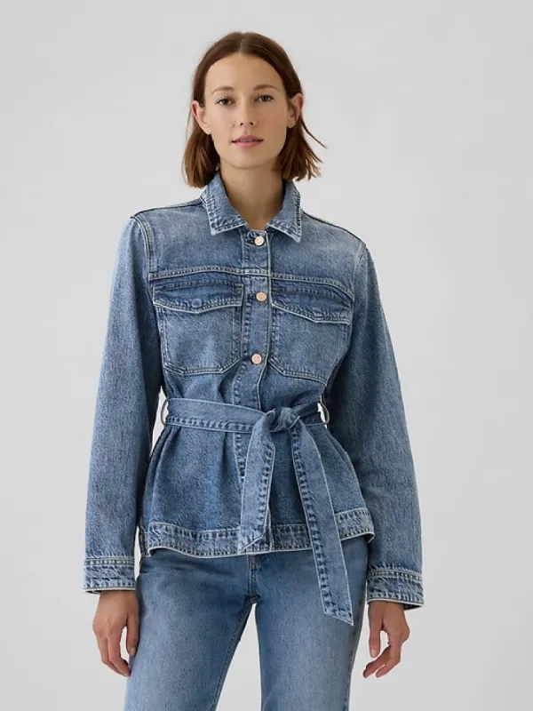 UltraSoft Belted Denim Jacket sold by GAP